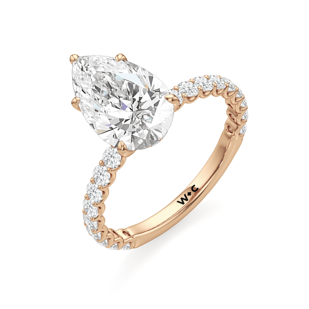 The Arc Classic Engagement Ring with Pear Cut Diamond in 14KT Rose Gold view 3
