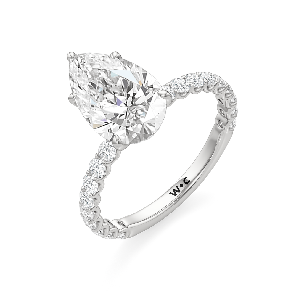 The Arc Classic Engagement Ring with Pear Cut Diamond in 14KT Platinum view 3
