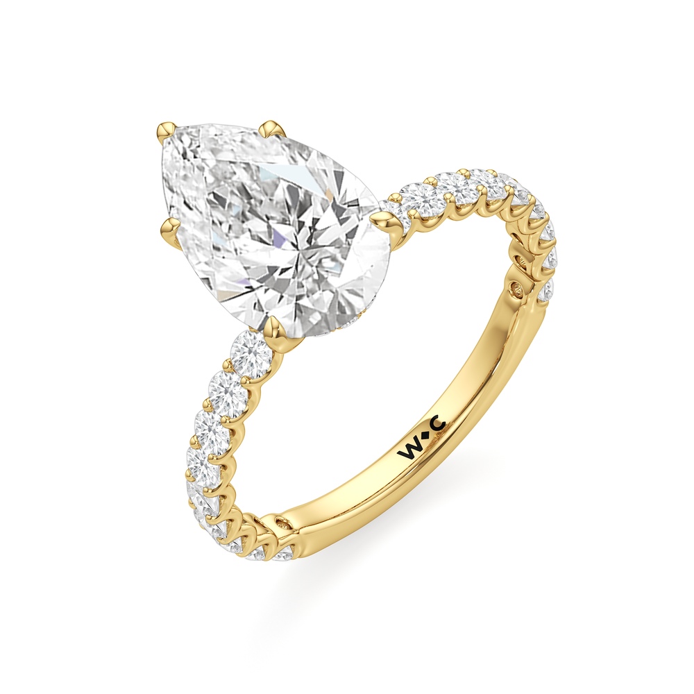 The Arc Classic Engagement Ring with Pear Cut Diamond in 14KT Yellow Gold view 3

