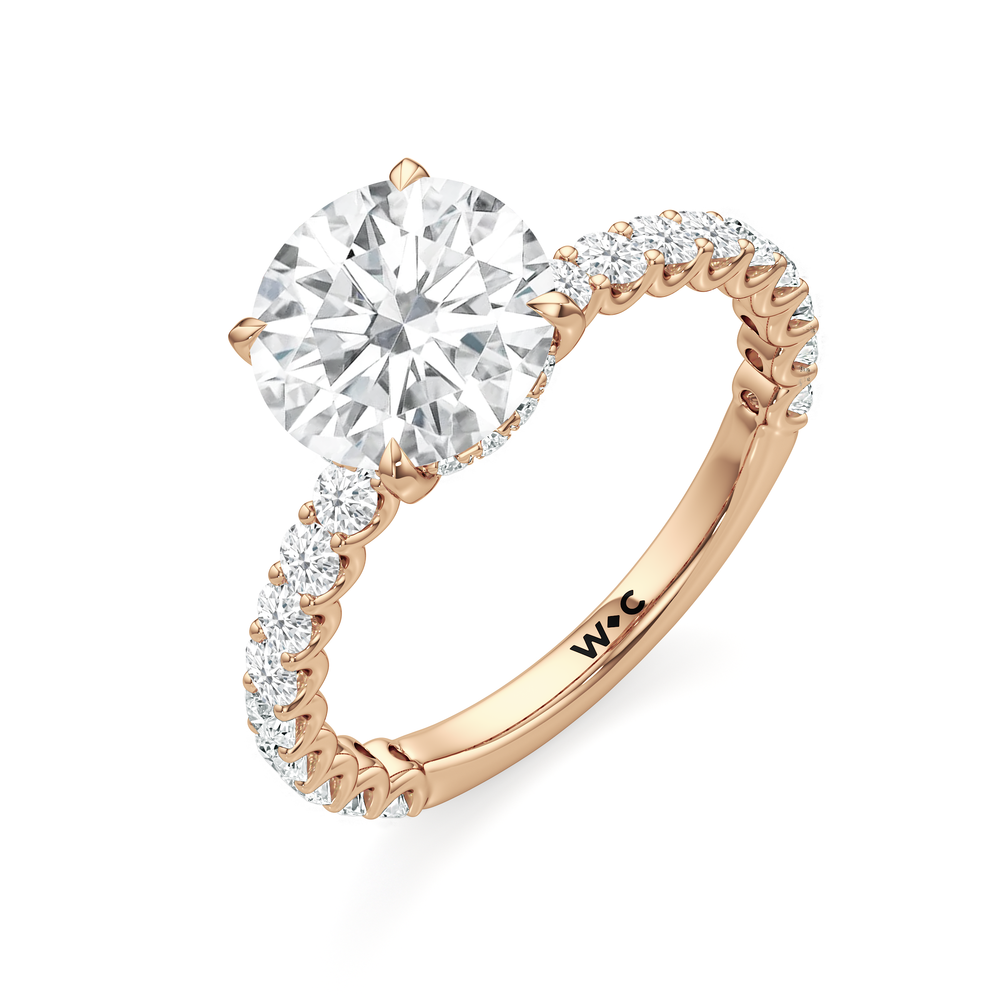 The Arc Classic Engagement Ring with Round Cut Diamond in 14KT Rose Gold view 3
