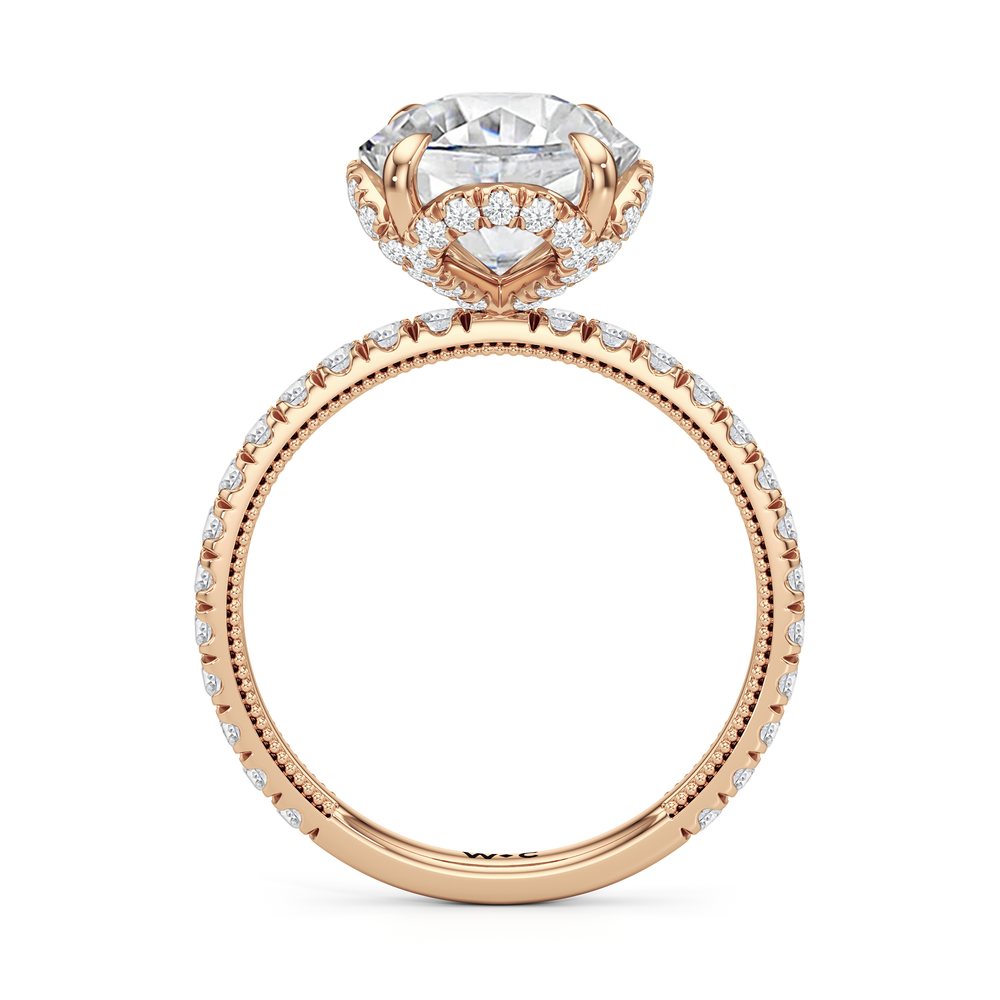 The Chrysler Solitaire Ring with Round Cut Diamond in 14KT Rose Gold view 3
