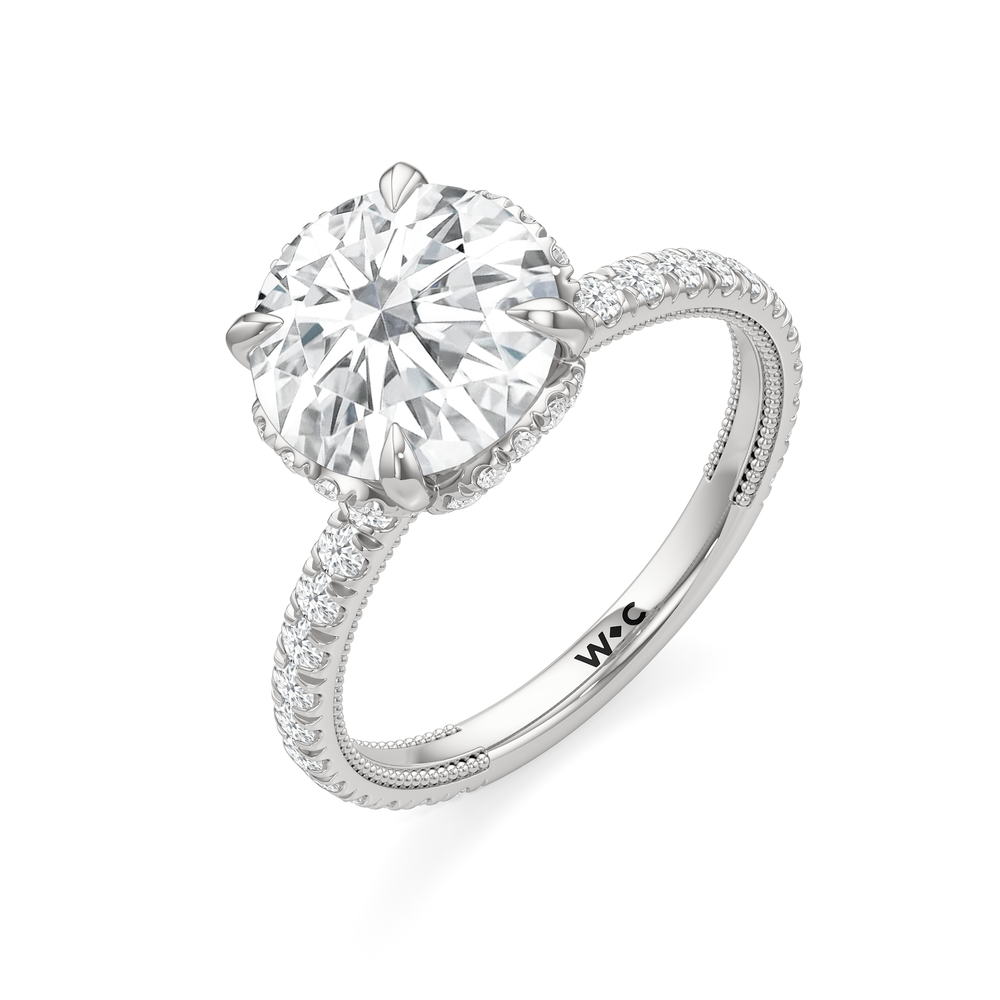 The Chrysler Solitaire Ring with Round Cut Diamond in 14KT Platinum view 4
