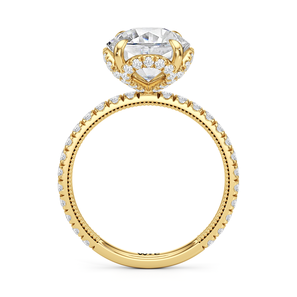 The Chrysler Solitaire Ring with Round Cut Diamond in 14KT Yellow Gold view 3
