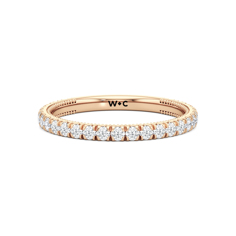The Chrysler Diamond Wedding Band with 18KT Rose Gold Cut Diamond in 14KT Rose Gold view 1
