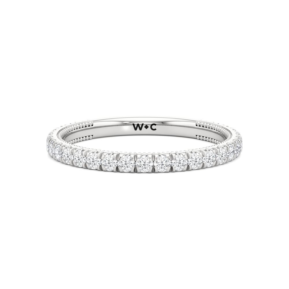 The Chrysler Diamond Wedding Band with Platinum Cut Diamond in 14KT Platinum view 1
