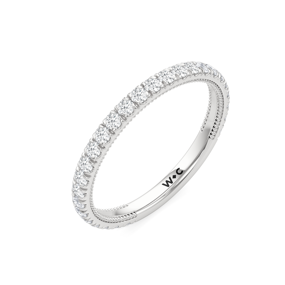 The Chrysler Diamond Wedding Band with Platinum Cut Diamond in 14KT Platinum view 4
