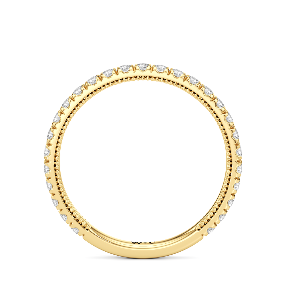 The Chrysler Diamond Wedding Band with 18KT Yellow Gold Cut Diamond in 14KT Yellow Gold view 2
