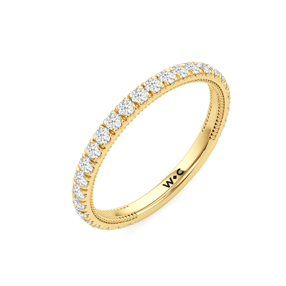 The Chrysler Diamond Wedding Band with 18KT Yellow Gold Cut Diamond in 14KT Yellow Gold view 4
