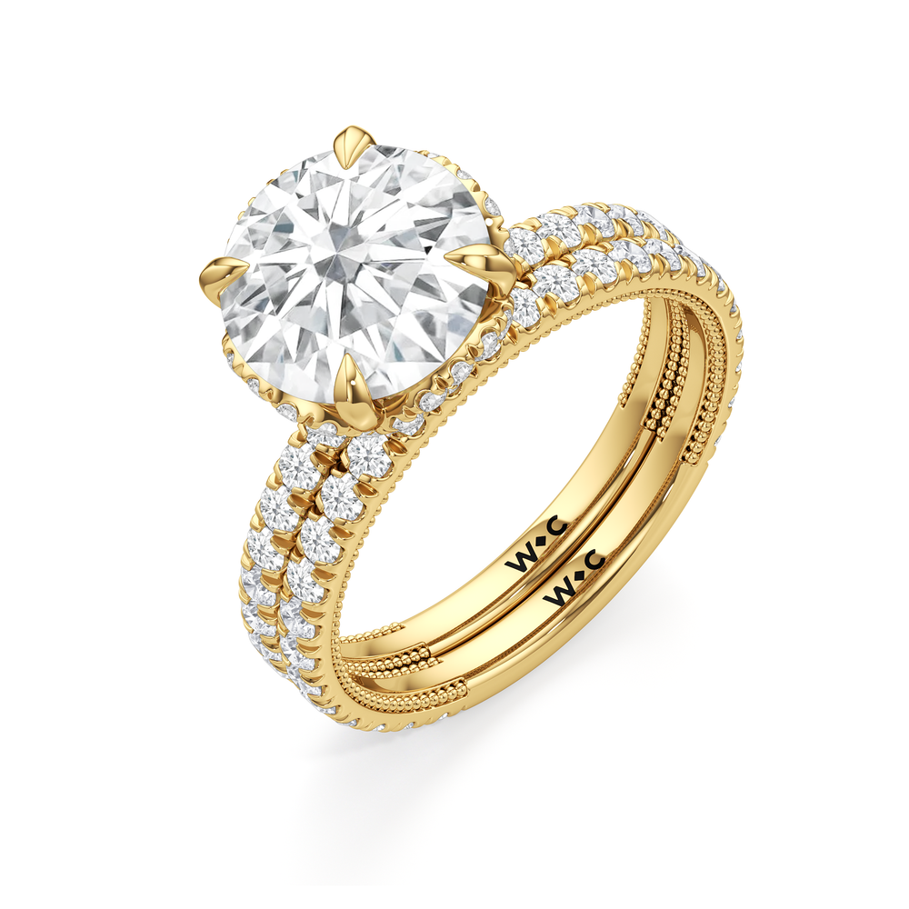 The Chrysler Solitaire Ring with Cushion Cut Diamond in 14KT Yellow Gold view 5
