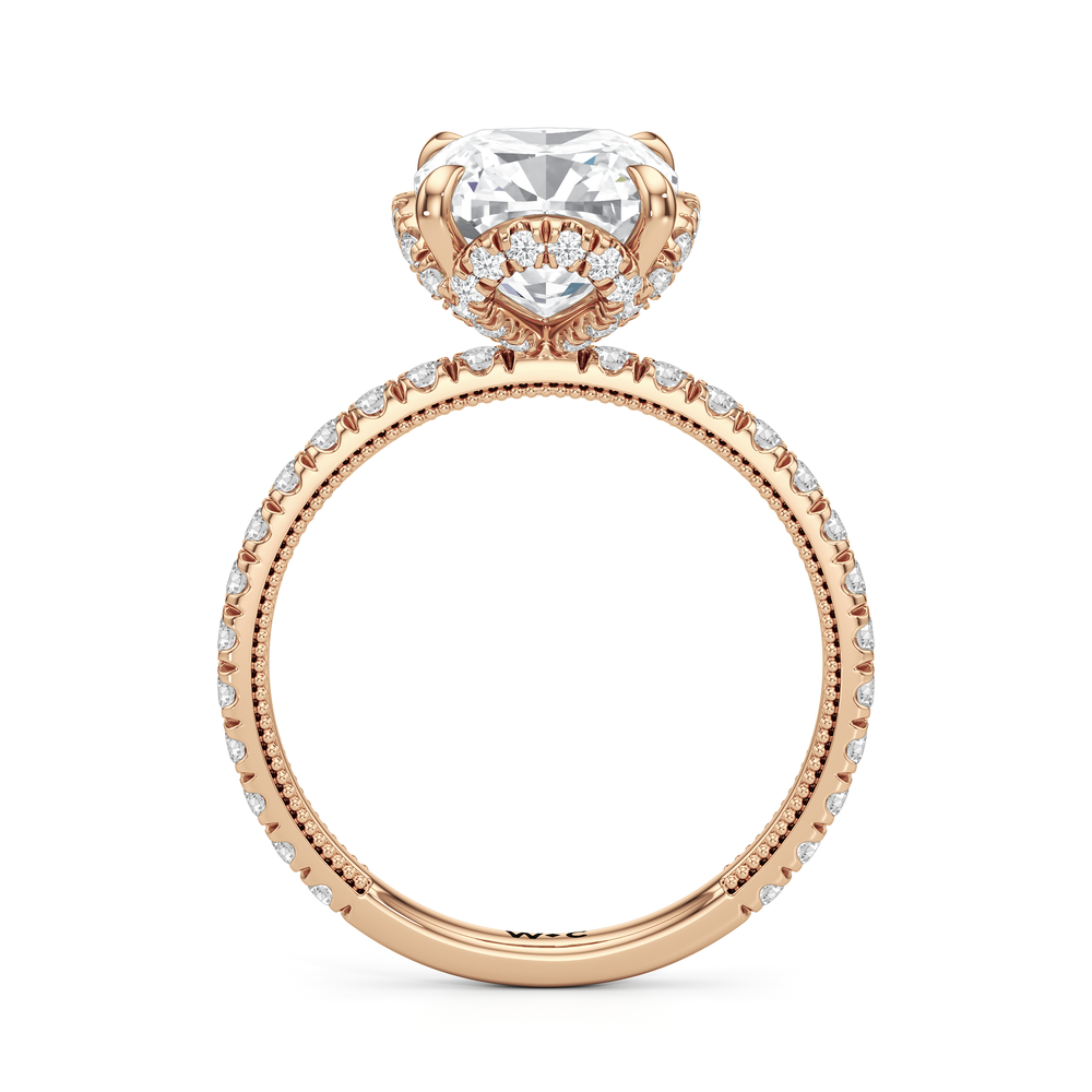 The Chrysler Solitaire Ring with Cushion Cut Diamond in 14KT Rose Gold view 3
