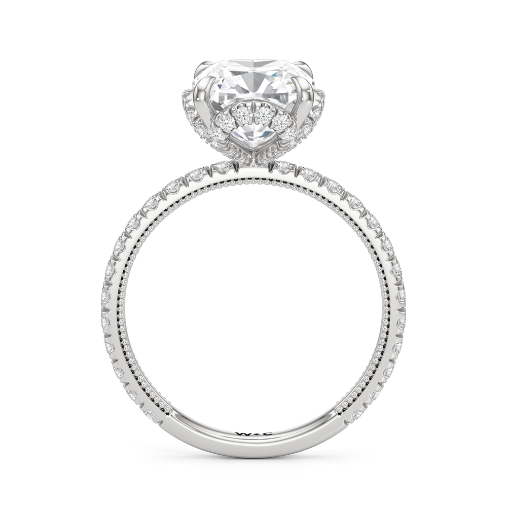 The Chrysler Solitaire Ring with Cushion Cut Diamond in 14KT Platinum view 3
