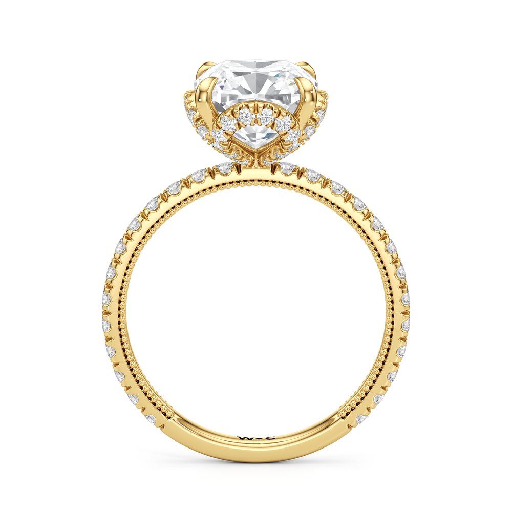 The Chrysler Solitaire Ring with Cushion Cut Diamond in 14KT Yellow Gold view 3
