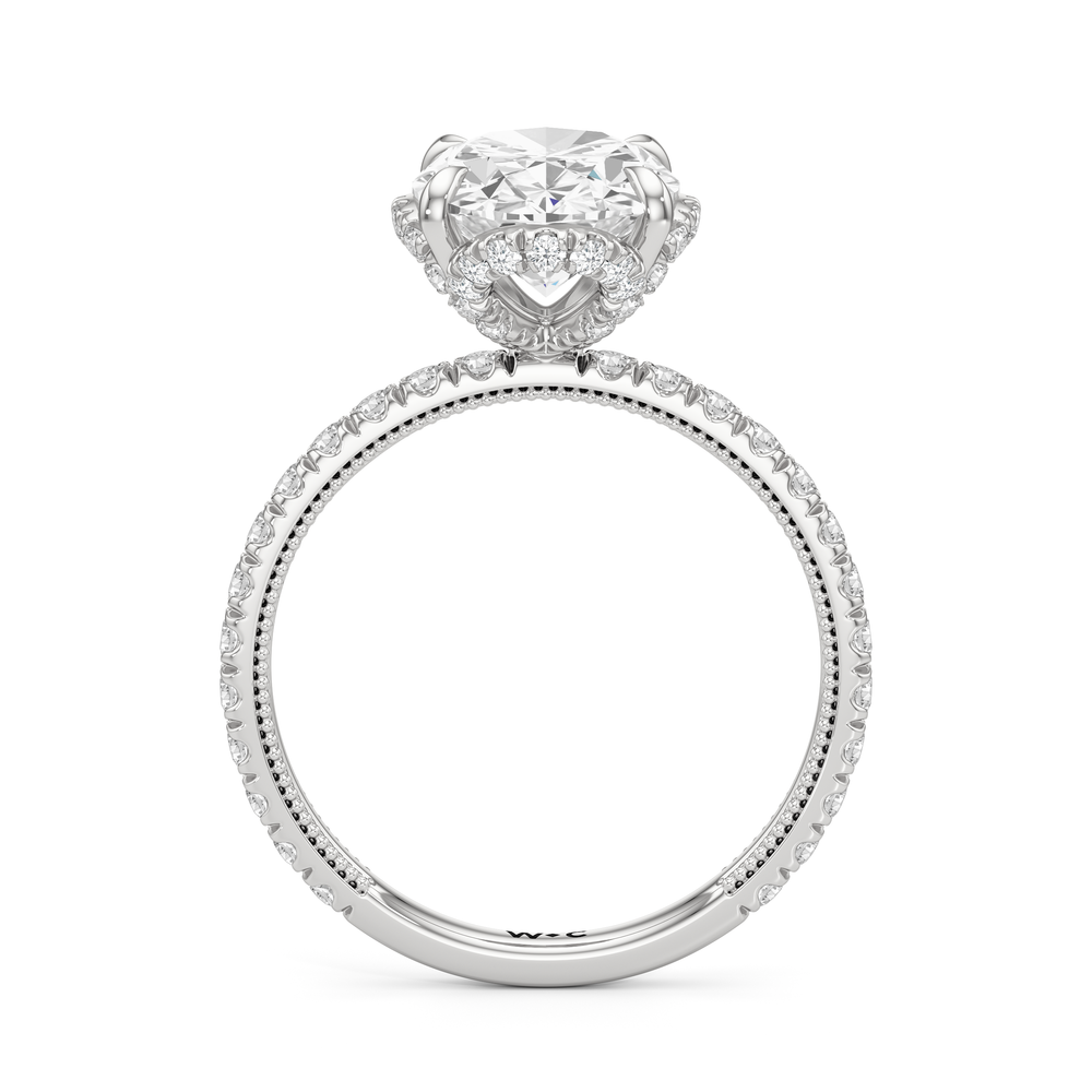 The Chrysler Solitaire Ring with Oval Cut Diamond in 14KT Platinum view 3
