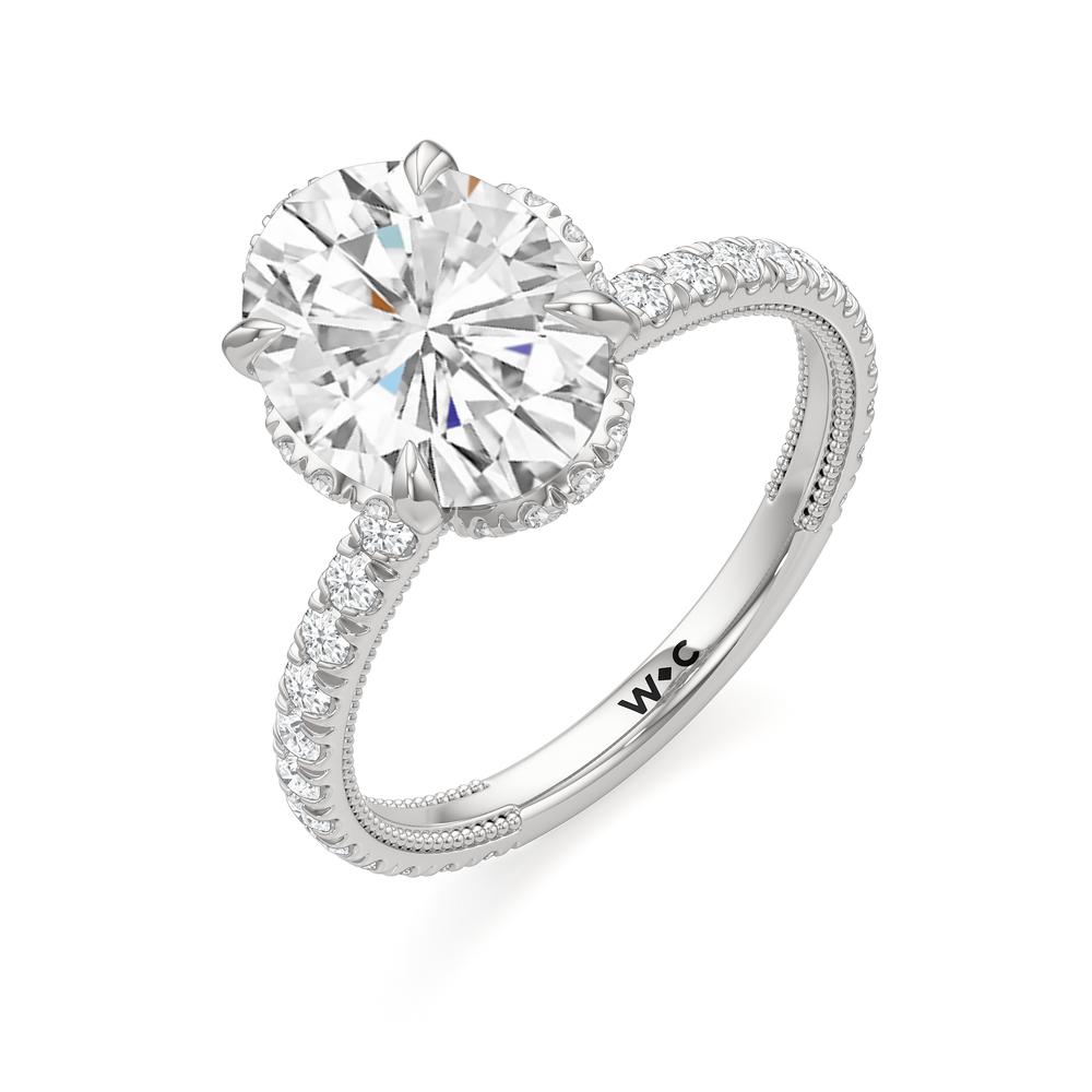 The Chrysler Solitaire Ring with Oval Cut Diamond in 14KT Platinum view 4
