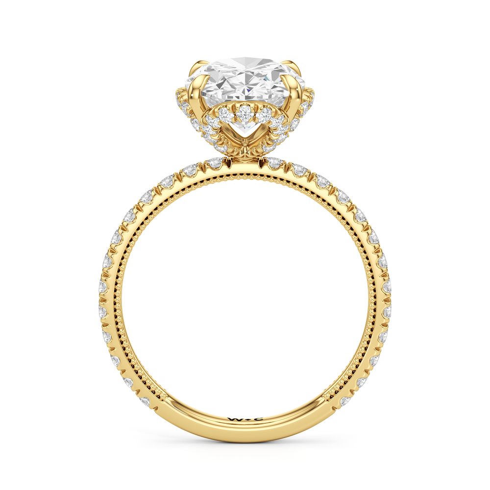 The Chrysler Solitaire Ring with Oval Cut Diamond in 14KT Yellow Gold view 3
