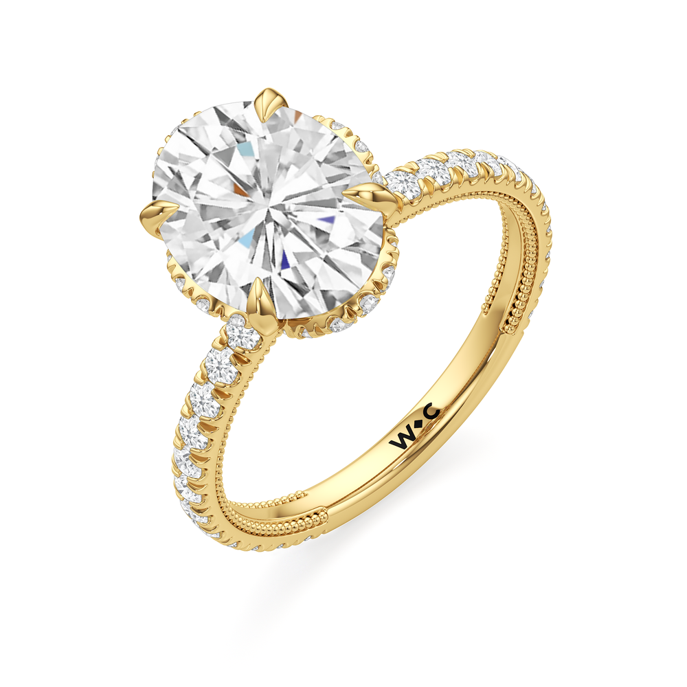 The Chrysler Solitaire Ring with Oval Cut Diamond in 14KT Yellow Gold view 4
