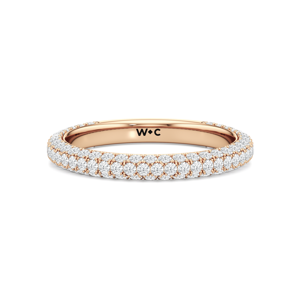 The Chrysler Edge Diamond Wedding Band with 18KT Rose Gold Cut Diamond in 14KT Rose Gold view 1
