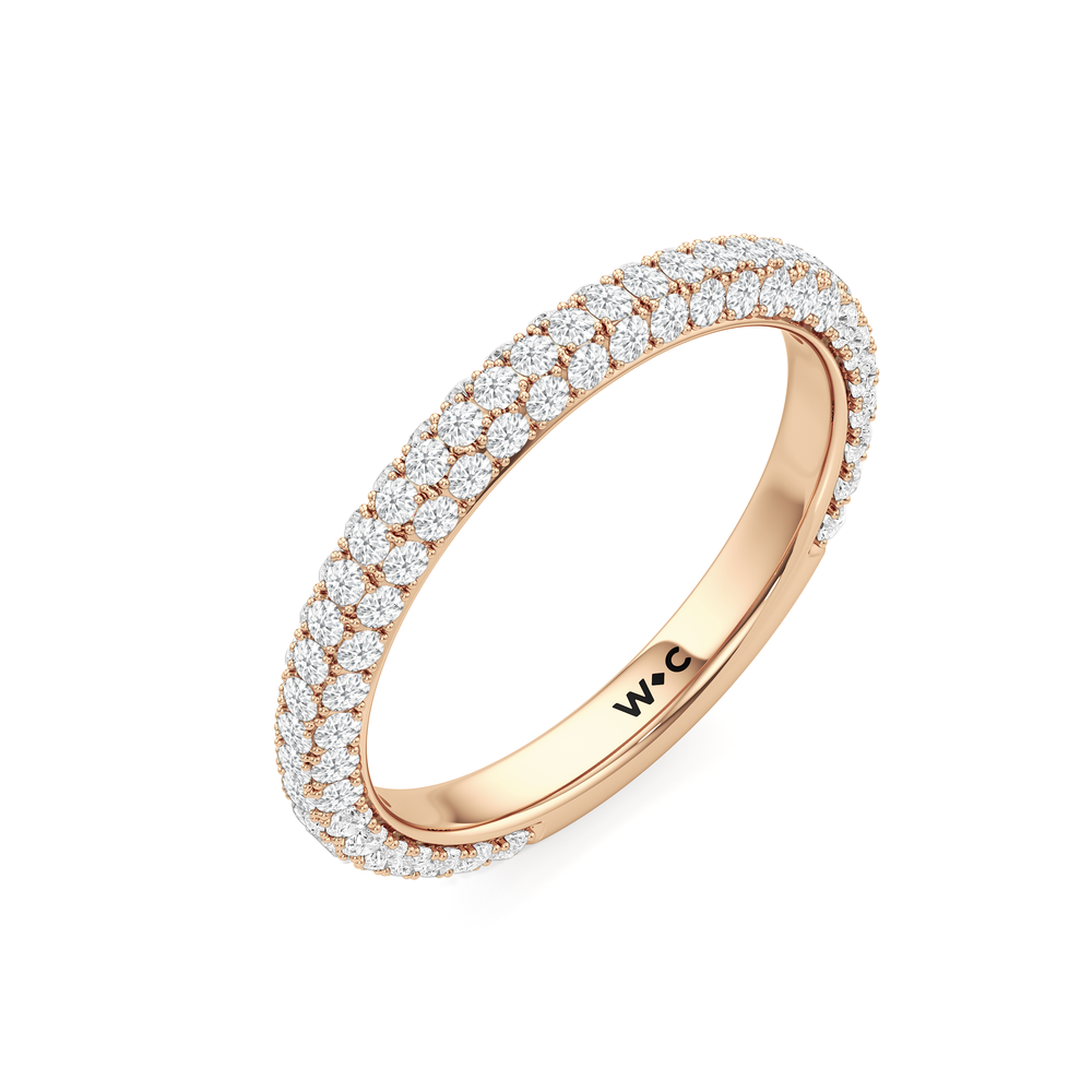 The Chrysler Edge Diamond Wedding Band with 18KT Rose Gold Cut Diamond in 14KT Rose Gold view 4
