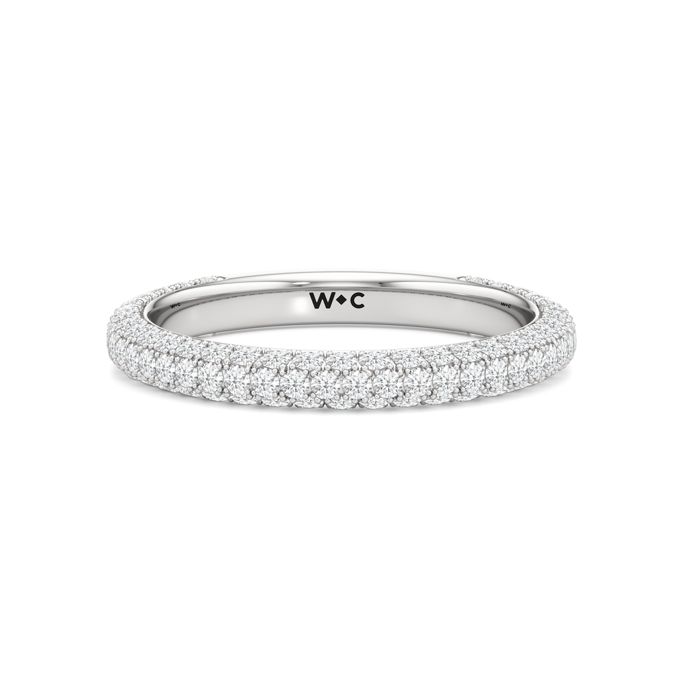 The Chrysler Edge Diamond Wedding Band with Platinum Cut Diamond in 14KT Platinum view 1

