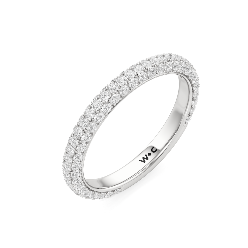The Chrysler Edge Diamond Wedding Band with Platinum Cut Diamond in 14KT Platinum view 4

