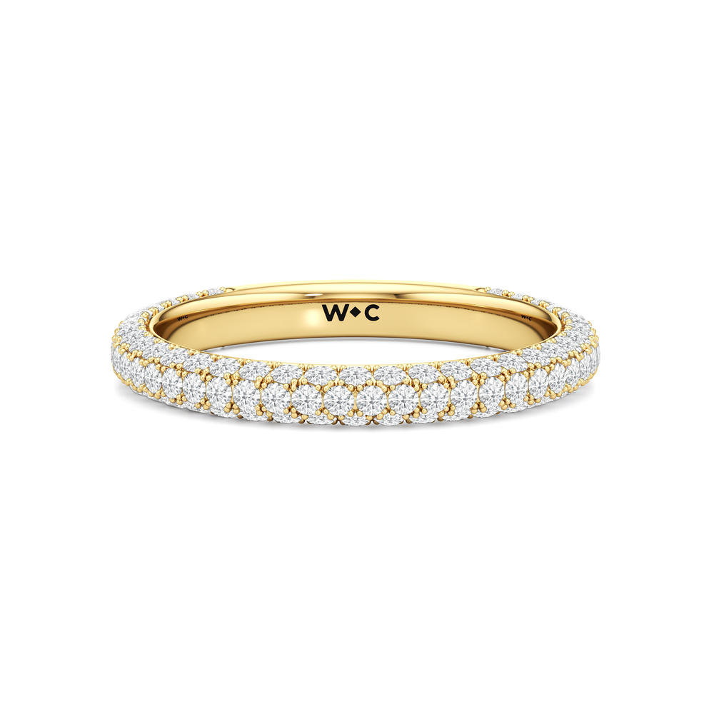 The Chrysler Edge Diamond Wedding Band with 18KT Yellow Gold Cut Diamond in 14KT Yellow Gold view 1
