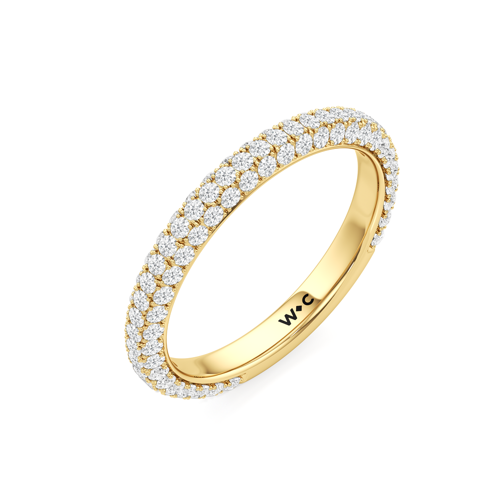 The Chrysler Edge Diamond Wedding Band with 18KT Yellow Gold Cut Diamond in 14KT Yellow Gold view 4
