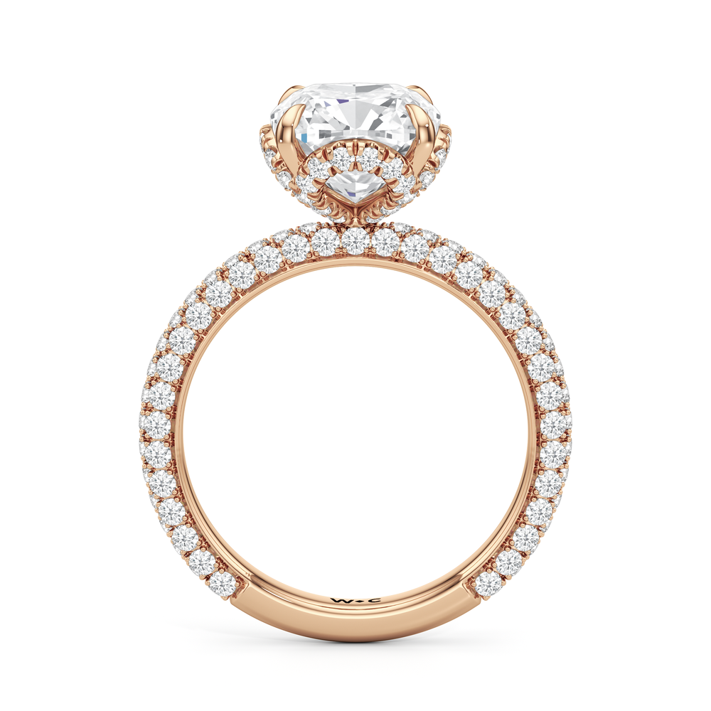 The Chrysler Edge Ring with Cushion Cut Diamond in 14KT Rose Gold view 2
