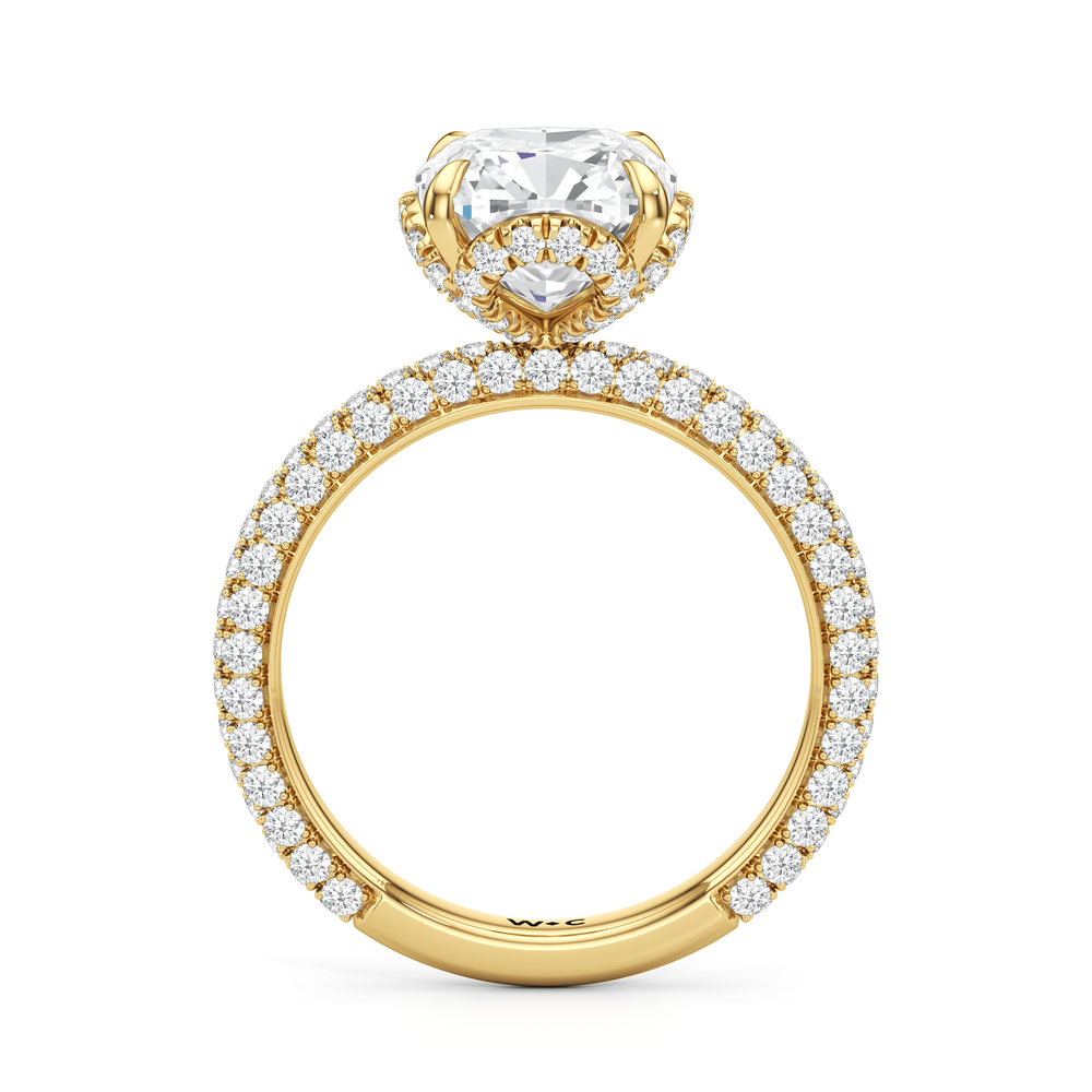 The Chrysler Edge Ring with Cushion Cut Diamond in 14KT Yellow Gold view 2
