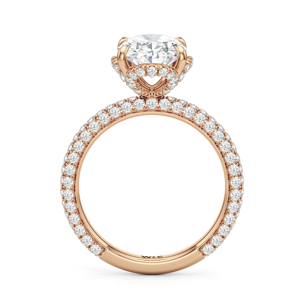 The Chrysler Edge Ring with Oval Cut Diamond in 14KT Rose Gold view 2
