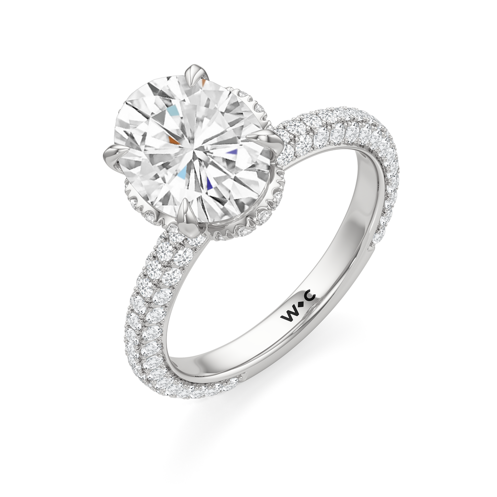 The Chrysler Edge Ring with Oval Cut Diamond in 14KT Platinum view 3
