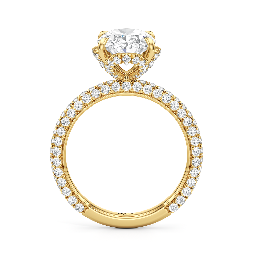 The Chrysler Edge Ring with Oval Cut Diamond in 14KT Yellow Gold view 2

