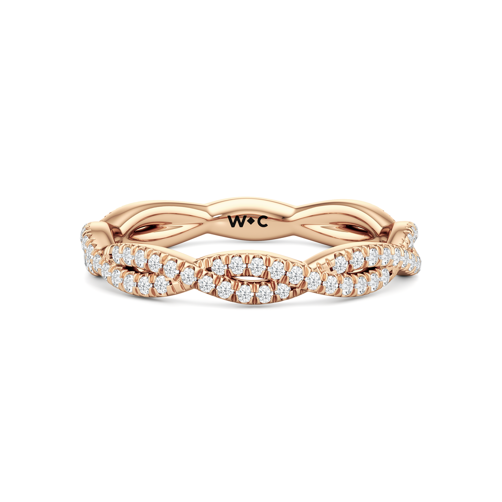 The Chrysler Apex Diamond Wedding Band with 18KT Rose Gold Cut Diamond in 14KT Rose Gold view 1
