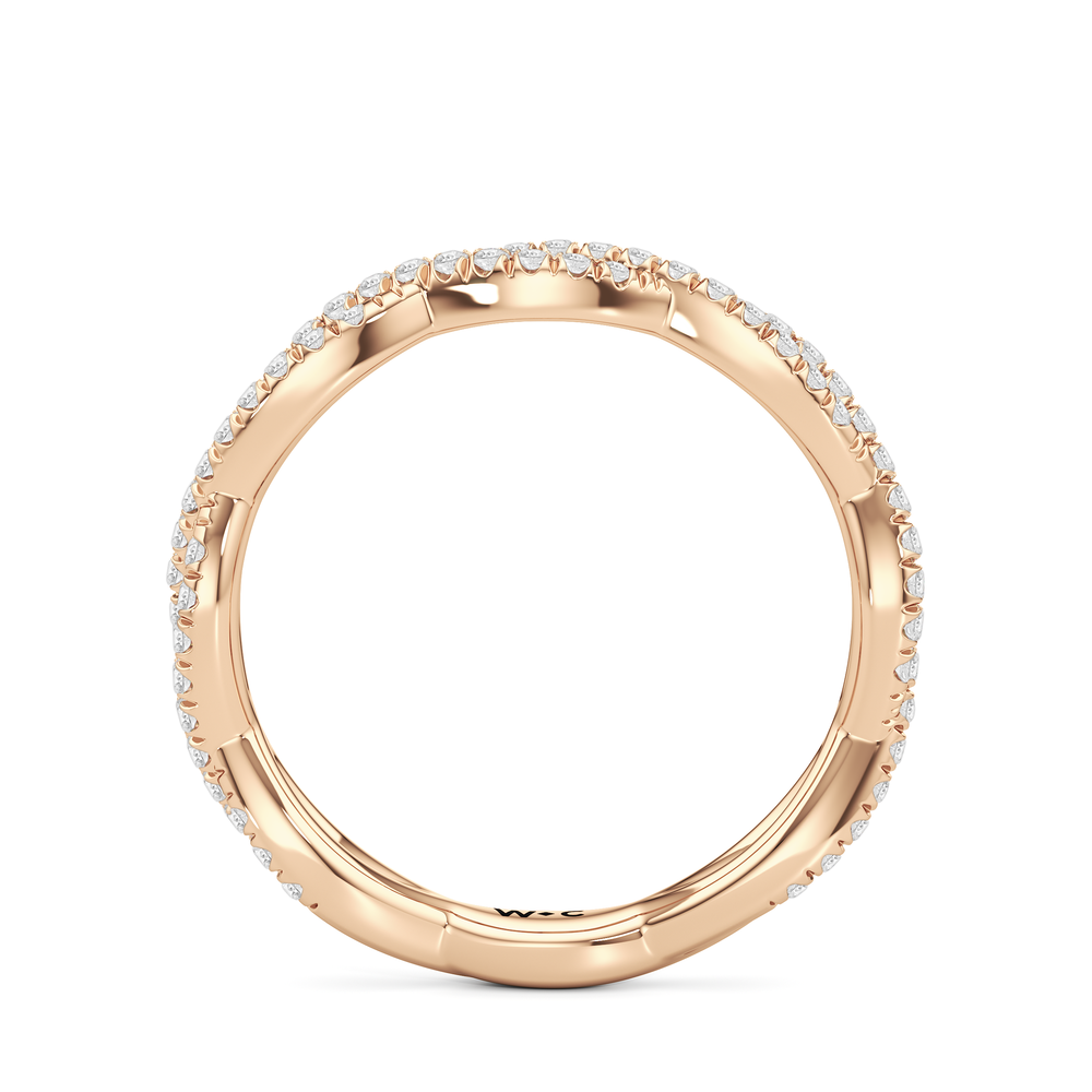 The Chrysler Apex Diamond Wedding Band with 18KT Rose Gold Cut Diamond in 14KT Rose Gold view 2
