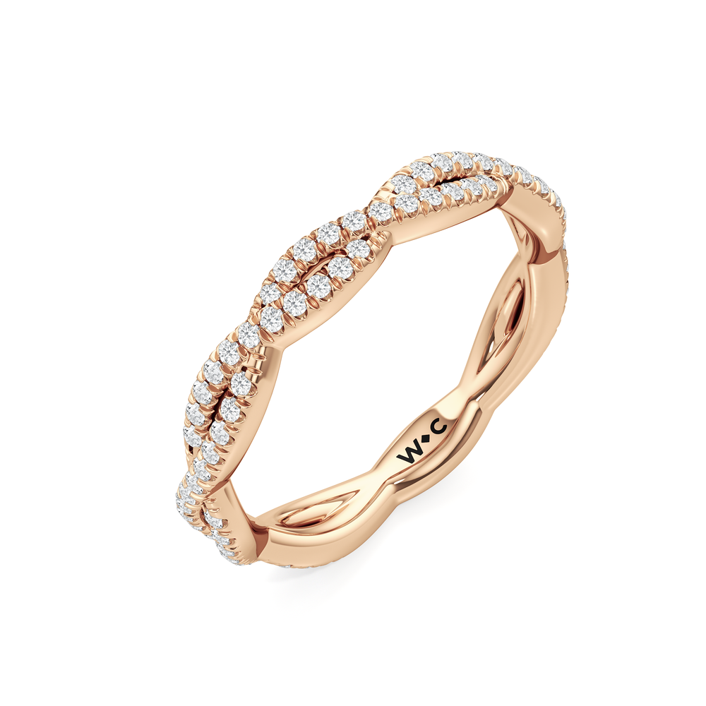 The Chrysler Apex Diamond Wedding Band with 18KT Rose Gold Cut Diamond in 14KT Rose Gold view 4
