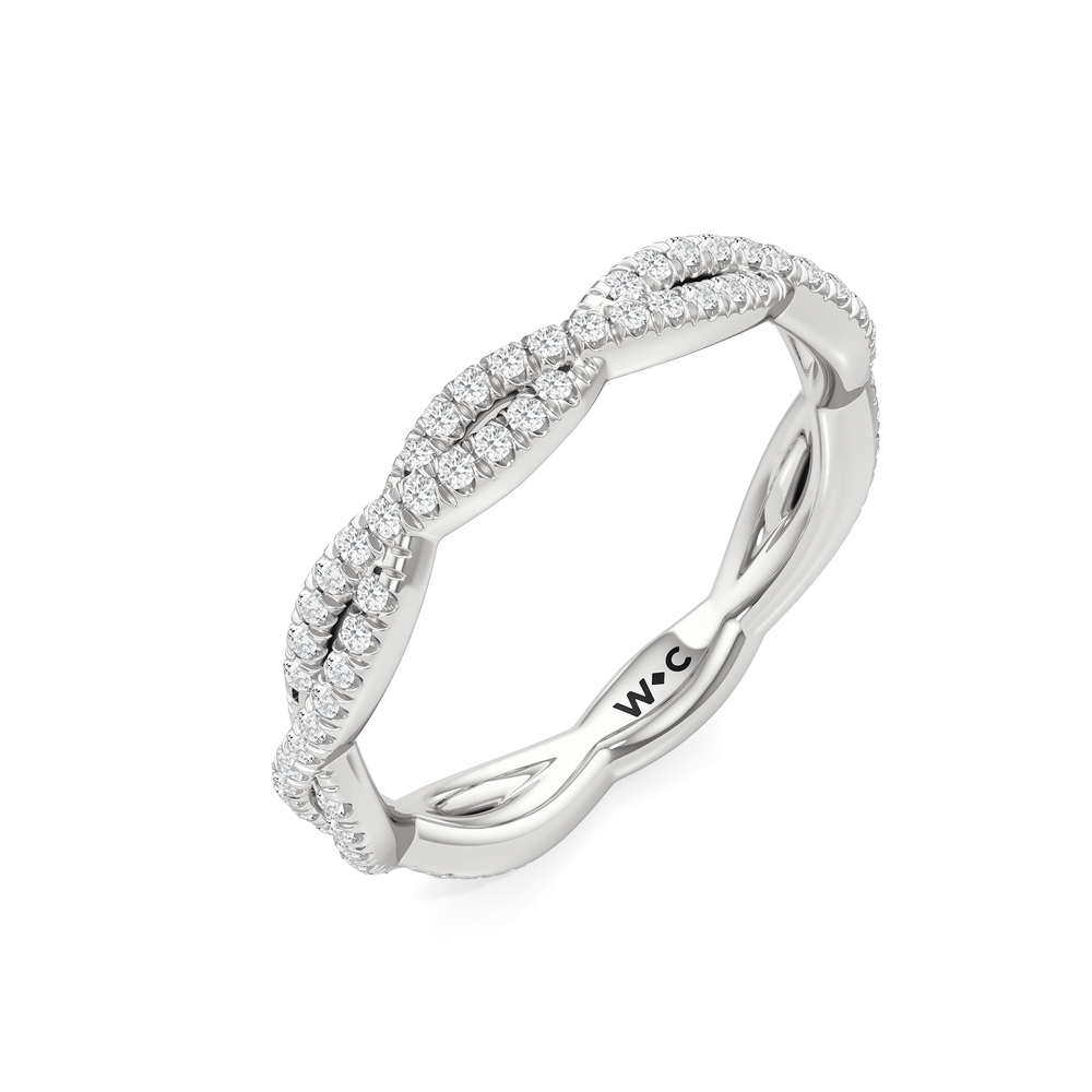The Chrysler Apex Diamond Wedding Band with Platinum Cut Diamond in 14KT Platinum view 4
