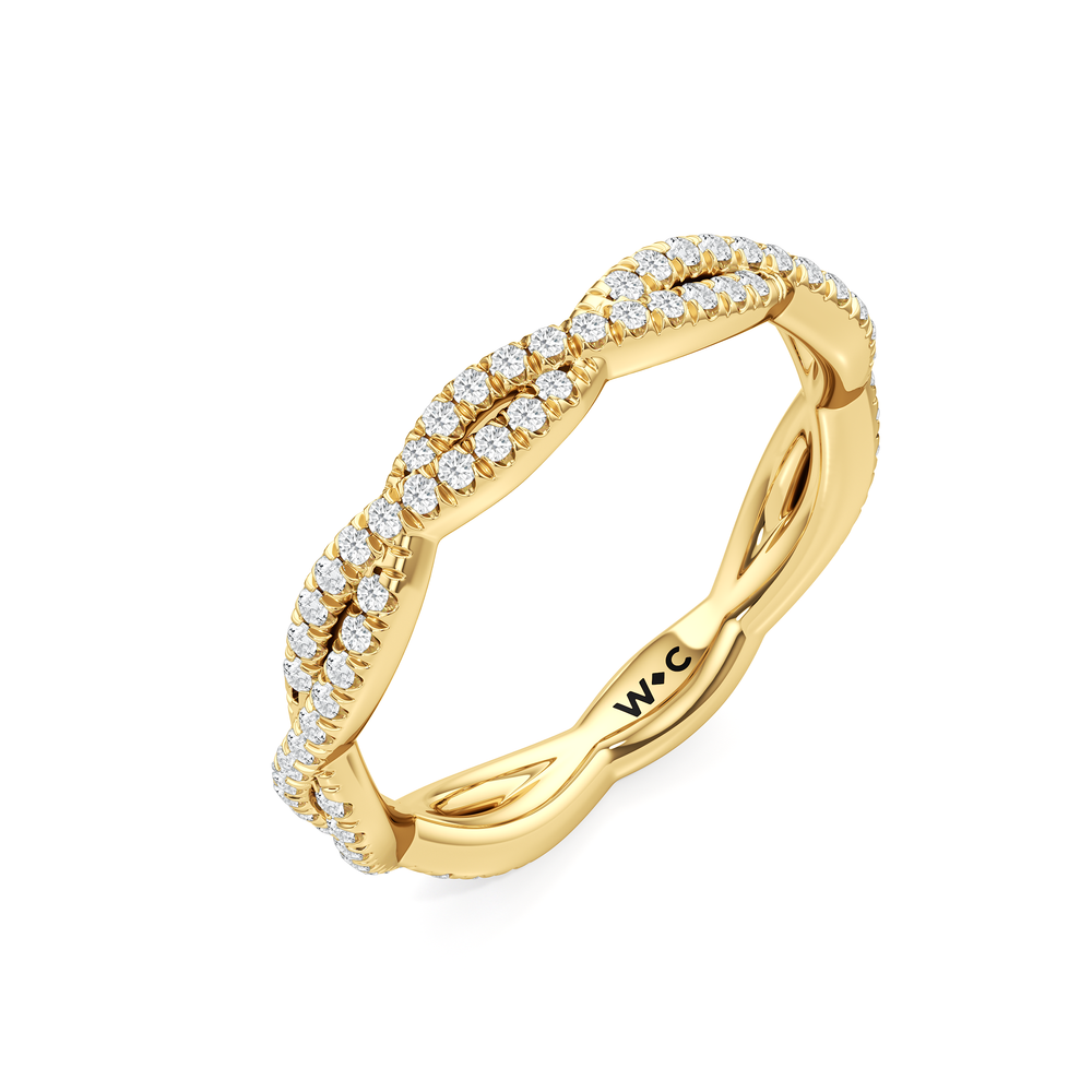 The Chrysler Apex Diamond Wedding Band with 18KT Yellow Gold Cut Diamond in 14KT Yellow Gold view 4
