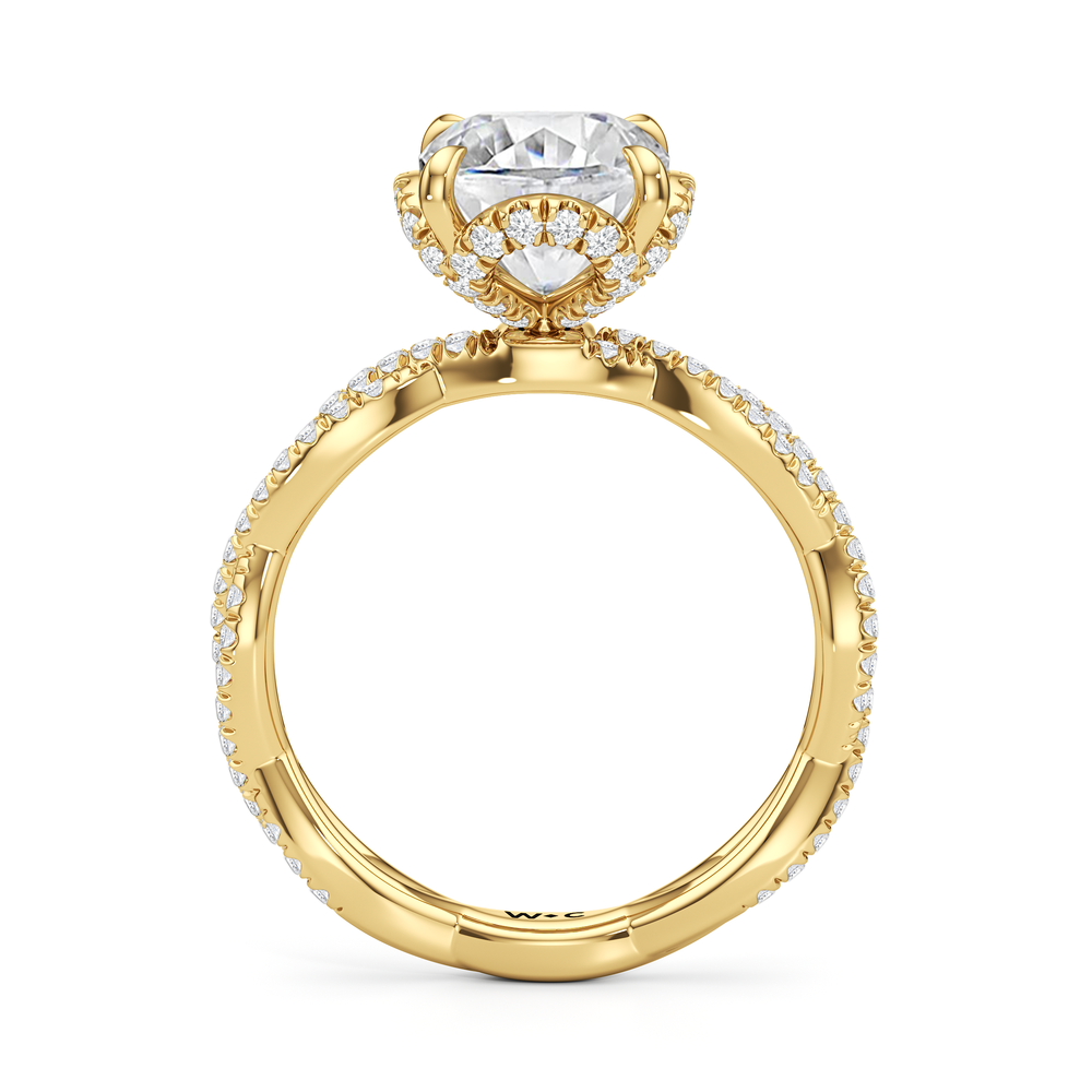 The Chrysler Apex Ring with Cushion Cut Diamond in 14KT Yellow Gold view 2
