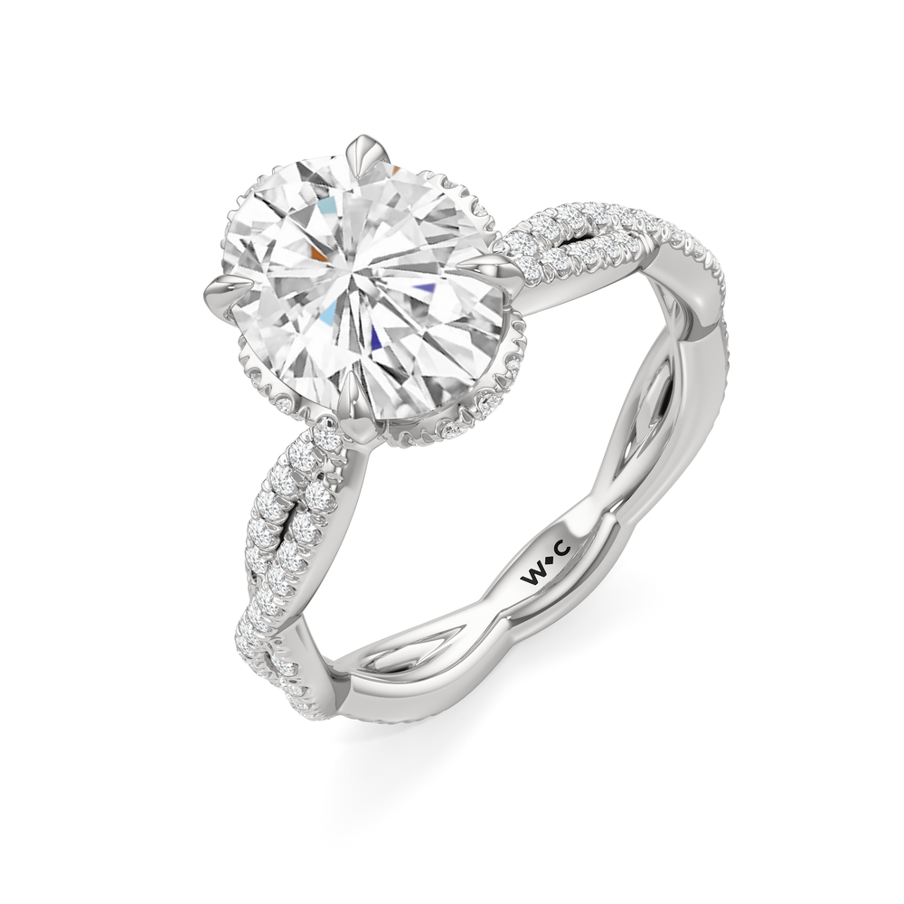 The Chrysler Apex Ring with Oval Cut Diamond in 14KT Platinum view 3
