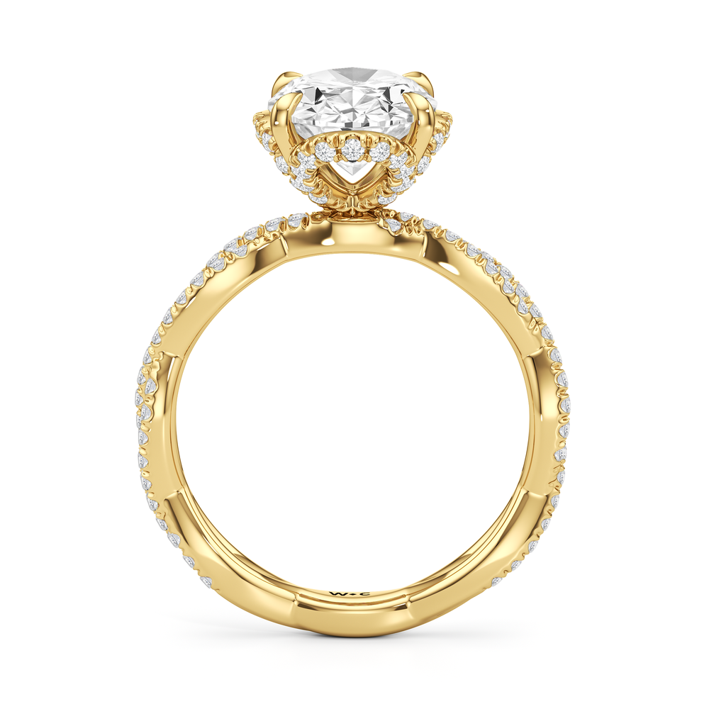The Chrysler Apex Ring with Oval Cut Diamond in 14KT Yellow Gold view 2
