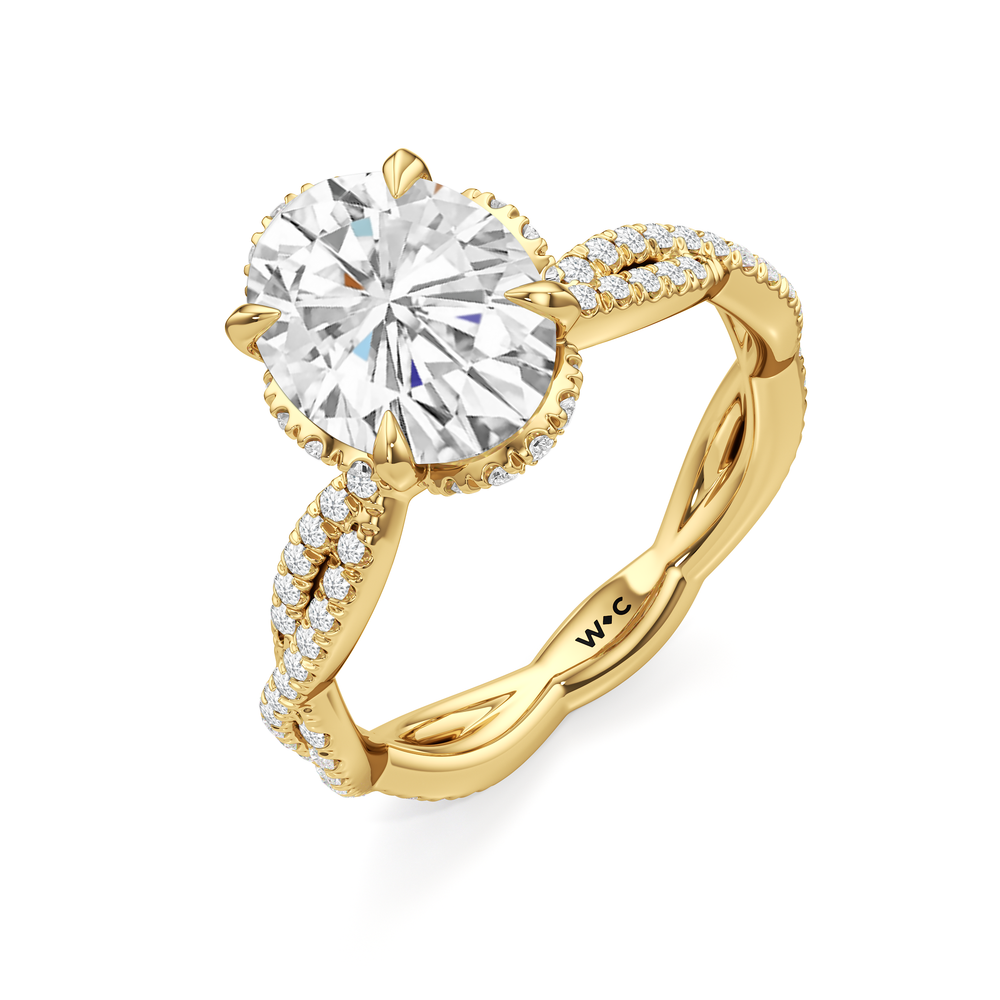 The Chrysler Apex Ring with Oval Cut Diamond in 14KT Yellow Gold view 3
