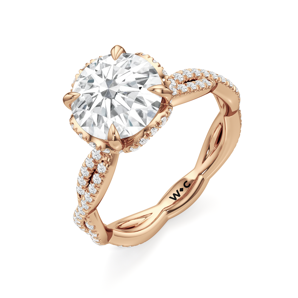 The Chrysler Apex Ring with Round Cut Diamond in 14KT Rose Gold view 3
