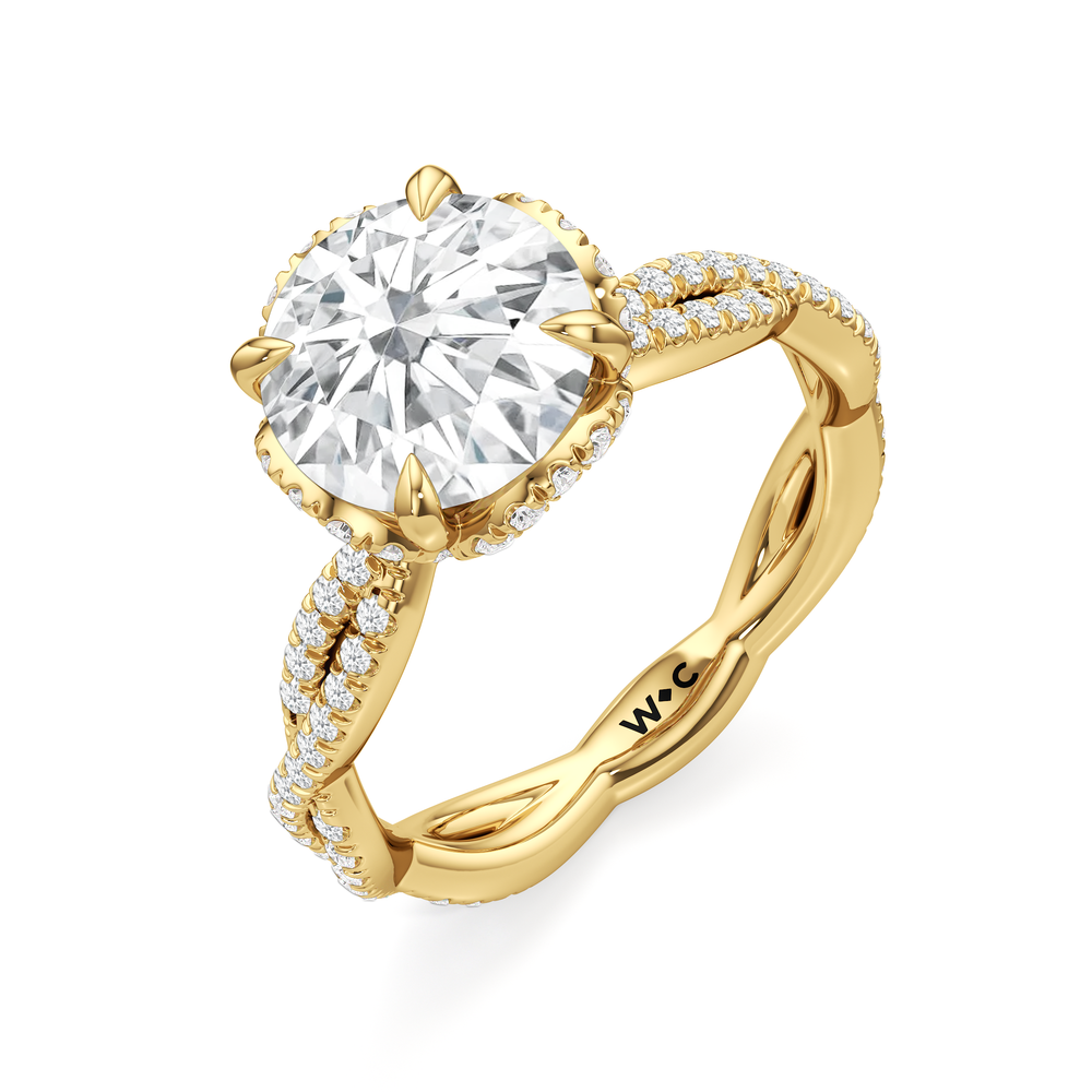 The Chrysler Apex Ring with Round Cut Diamond in 14KT Yellow Gold view 3
