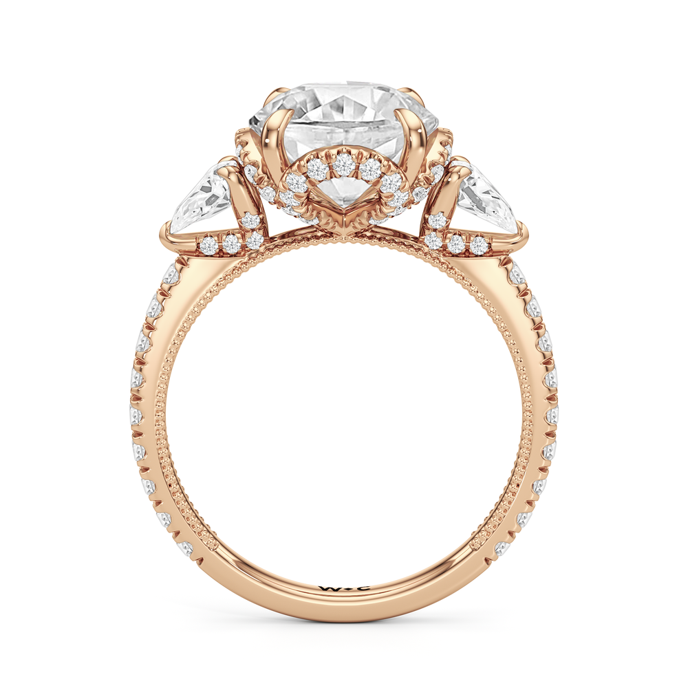 The Chrysler Tier Ring with Round Cut Diamond in 14KT Rose Gold view 3
