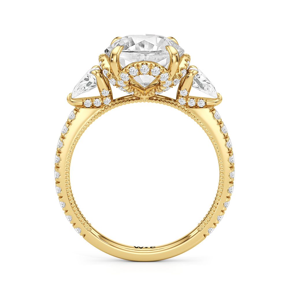 The Chrysler Tier Ring with Round Cut Diamond in 14KT Yellow Gold view 3
