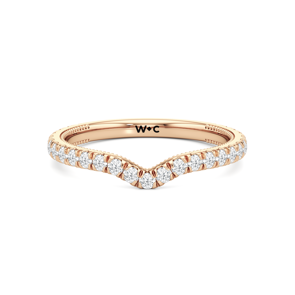 The Chrysler Tier Diamond Wedding Band with 18KT Rose Gold Cut Diamond in 14KT Rose Gold view 1
