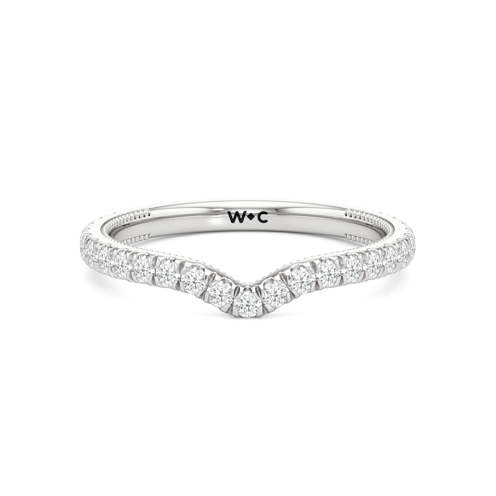 The Chrysler Tier Diamond Wedding Band with Platinum Cut Diamond in 14KT Platinum view 1
