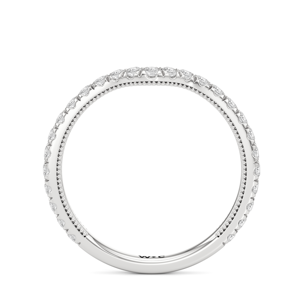 The Chrysler Tier Diamond Wedding Band with Platinum Cut Diamond in 14KT Platinum view 2
