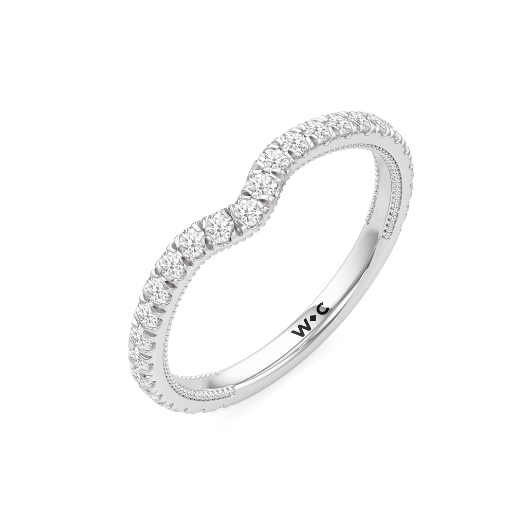 The Chrysler Tier Diamond Wedding Band with Platinum Cut Diamond in 14KT Platinum view 4
