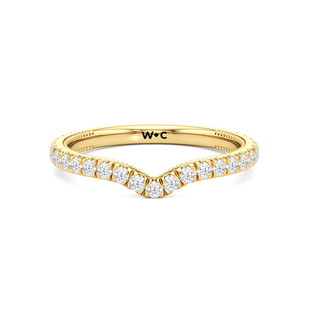 The Chrysler Tier Diamond Wedding Band with 18KT Yellow Gold Cut Diamond in 14KT Yellow Gold view 1
