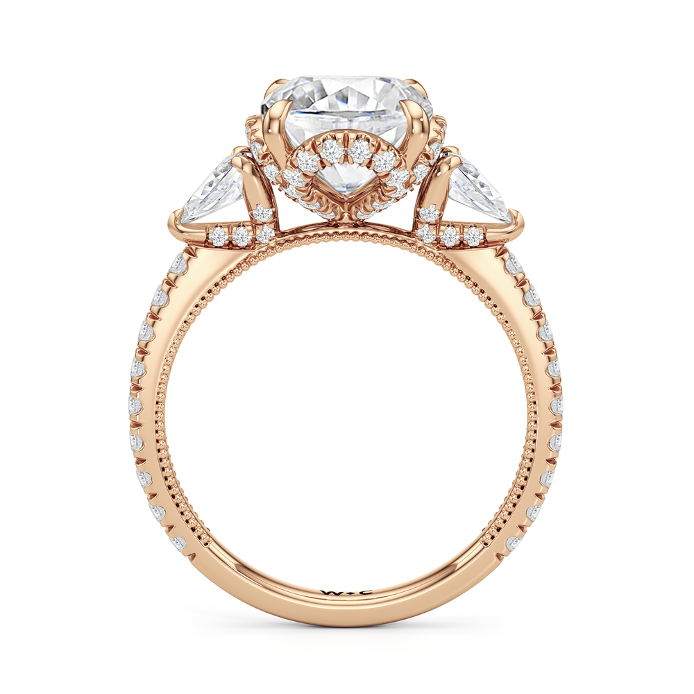 The Chrysler Tier Ring with Cushion Cut Diamond in 14KT Rose Gold view 3
